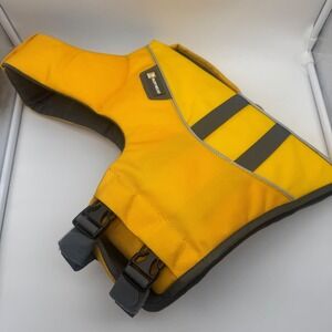 Ruffwear Float Coat Dog Life Jacket PFD Yellow Gray Medium Reflective Handle